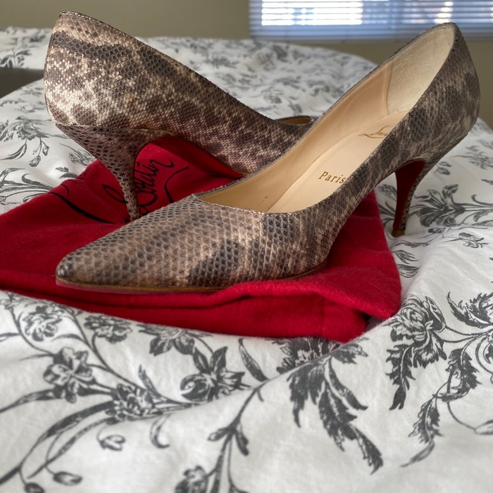 Christian Louboutin Lizard Pointed Toe Pumps